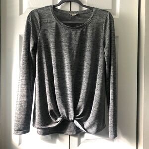 Jane and Delancey Gray Twist Front Top Size Medium Long Sleeve Heathered Casual